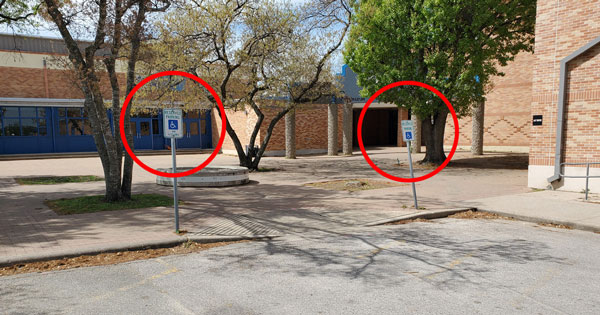 ADA parking spots at McCallum Arts Center at McCallum High School in Austin, TX